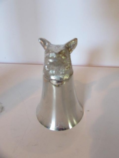 Vintage English Pewter Wolf Head Stirrup Cup,