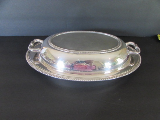 Oval Covered Silver Plate Vegetable Bowl--11 3/4"