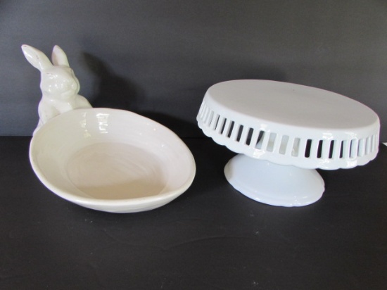 (2) Serving Dishes:  Round Footed 8" Dessert