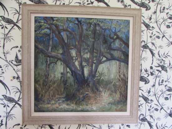 Custom Framed & Linen Matted Oil Painting" Oak