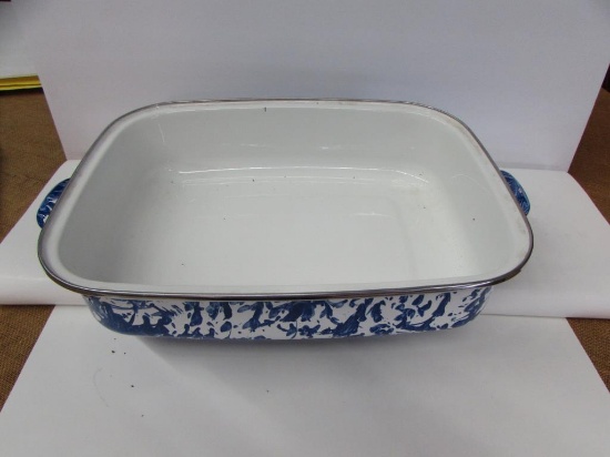 Splaterware Enamel 2-Handle Roasting Pan--12 1/2"