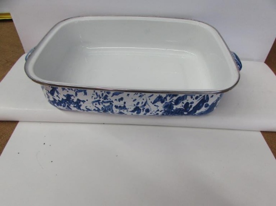 Splaterware Enamel 2-Handle Roasting Pan--12 1/2"
