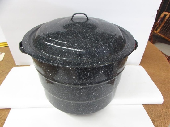 Enamel Granite Ware Blue Speckled Canning Pot