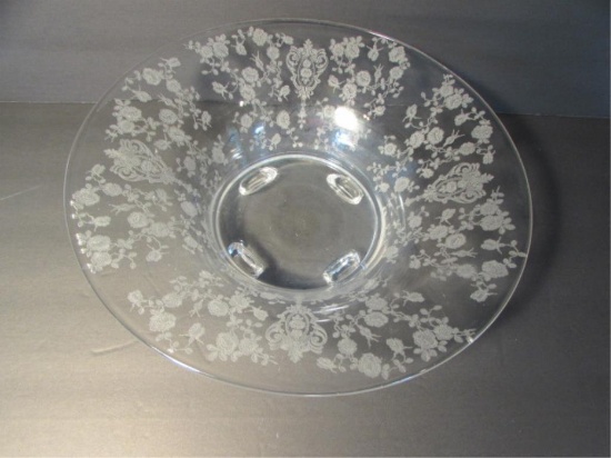 "Rose Point" Footed 12" Bowl--Cambridge Glass