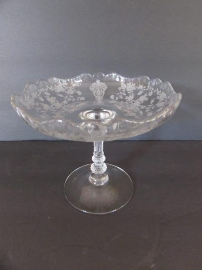 "Rose Point" Footed 6" Compote, 5" High