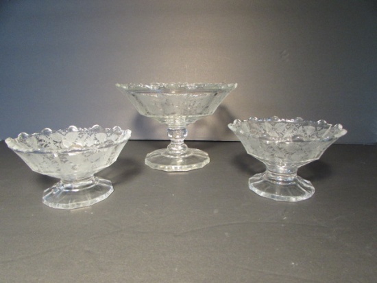 (3) Glass Footed Compotes:  6 1/2" & (2) 4 1/2"