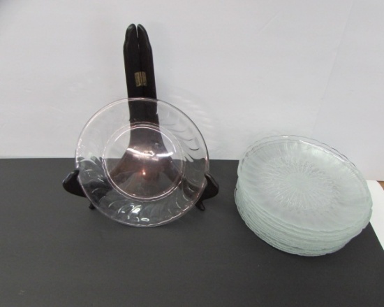 (11) 7 1/2" Clear Glass Dessert Plates & (2) Odd
