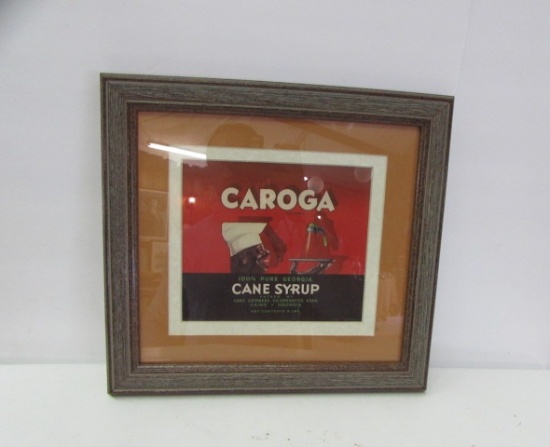 Framed Vintage Advertising Label--Caroga 100%
