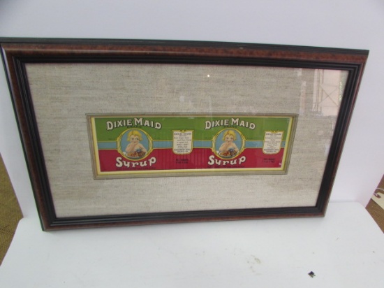 Framed Vintage Dixie Maid Syrup Label--22" x 13"