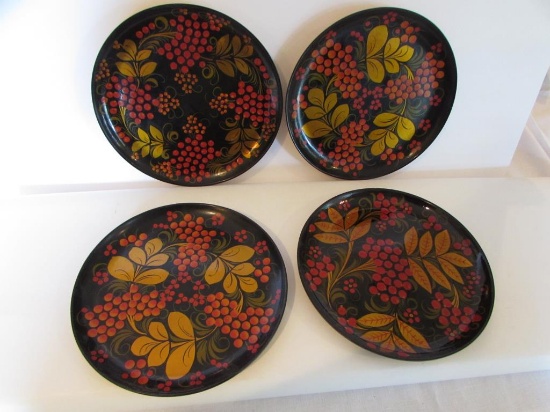 (4) Russian Lacquer Plates--7 7/8" Diameter