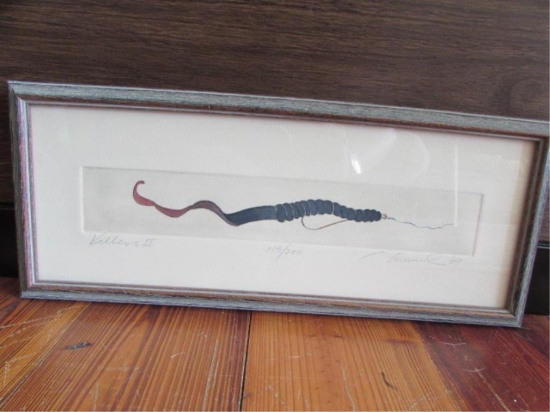 Framed & Matted Hand-Colored Etching by Charles