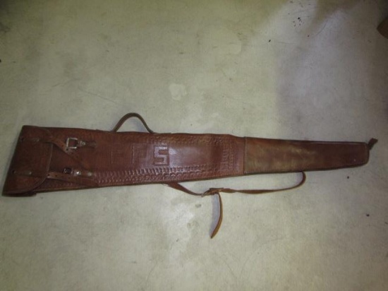 Tooled Leather Gun Scabbard--monogrammed "FFS"