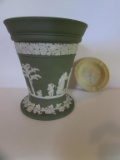 (2) Wedgwood (England) Items:  Green Jasper Ware