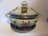 English 2-Handle Tureen with Underplate