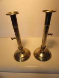 18th Century English Brass Candle Holders--8 3/8