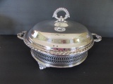 Round Covered Silver Plate Vegetable Bowl--10
