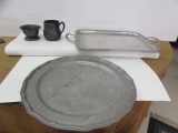 Assorted Pewter Items:  Antique Cream & Sugar, 13