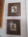 (2) Custom Framed Double Matted Etchings by D.