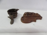 (2) Antique Metal Figural Ashtrays