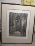 Framed & Double Matted Colored Etching signed