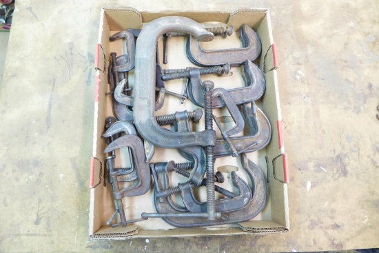 (16) Assorted Size Cast Iron C-Clamps