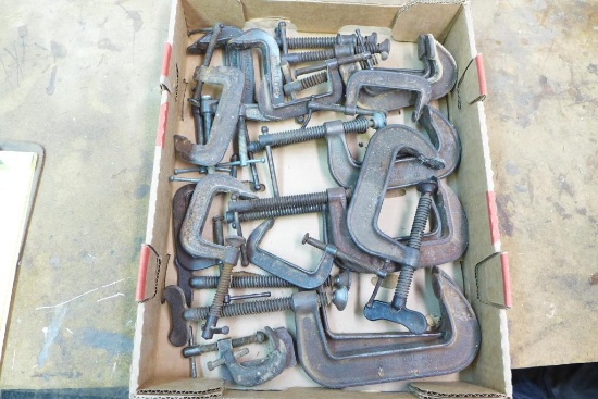(20) Assorted Size Cast Iron C-Clamps