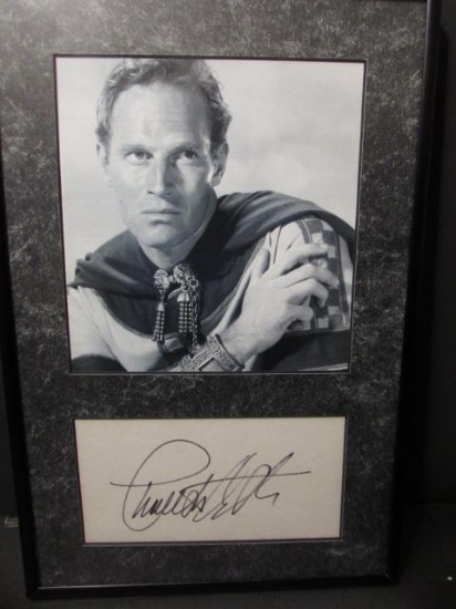 Framed Charlton Heston Autograph & Black & White