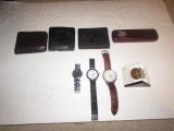 Assorted Men's Items: (3) Wallets, (2) Watches,