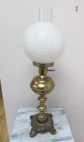 Table Lamp with Milk Glass Hobnail Shade, 27