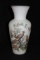 Handpainted Satin Glass Vase w/Gold Trim 14 1/2