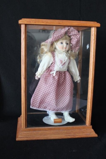 Wood & Glass Doll Case 13" x 18" x 9" & 15"
