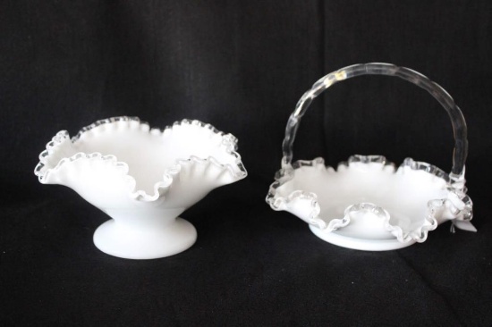 (2) Fenton Silvercrest Milk Glass Items