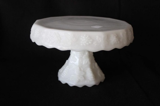 Milkglass Pedetal Cake Plate 11" Dia, 6 1/2" Tall