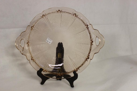 Pink Depression Glass: 2-Handled Platter  "Cherry