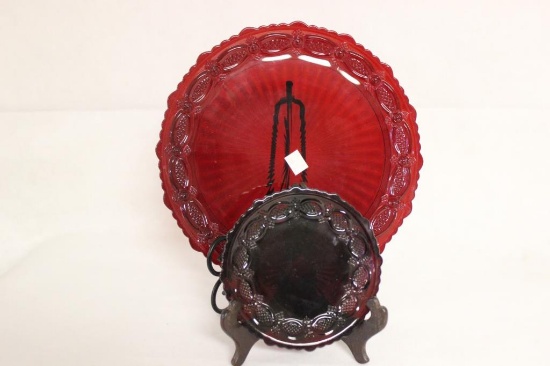 10 1/2"  Ruby Red Platter & Matching 5 1/2" Plate