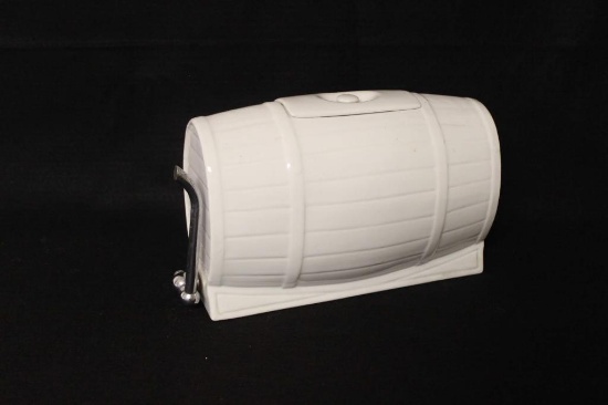Ceramic Barrel Shaped Dispenser 12" Long, 7 1/2"