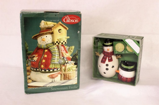 Gibson 10 1/4" Cookie Jar & Snowman Tealight Set