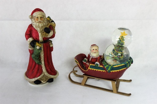 (2) Christmas Music Boxes: Santa 10" Tall-"Santa