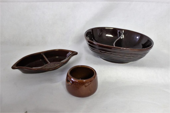 (3) Pieces of Stoneware: 10" Divided Server & 9