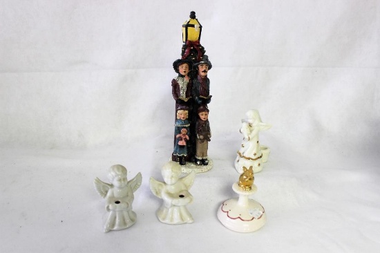 (5) Christmas Items: Cookie Press, Pair of Angel