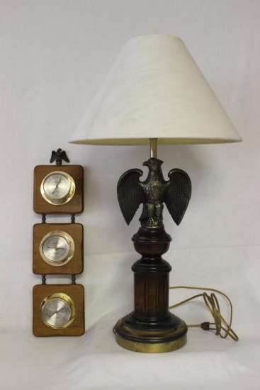 Eagle Table Lamp 26" & Springfield Thermometer