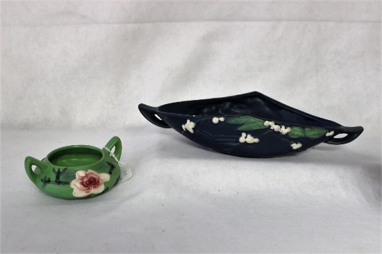 (2) Roseville Pottery Items: "Snowberry" Console
