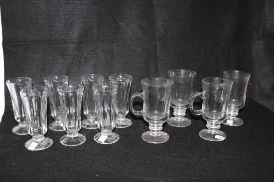 (4) Irish Coffee Glasses, (7) 5 1/4" Parfait