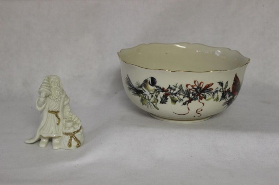 (2) Lenox Christmas Items: 8" Bowl "Winter