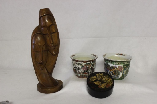 (2) Planters 5 1/2" & 5 1/2", Set of Handpainted