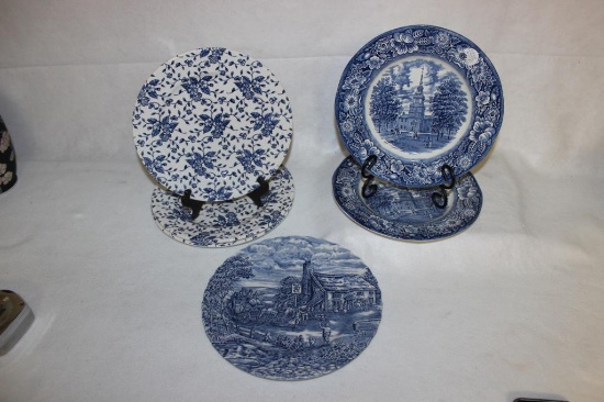 Assorted English Plates: (3) "Bouquet Blue" by
