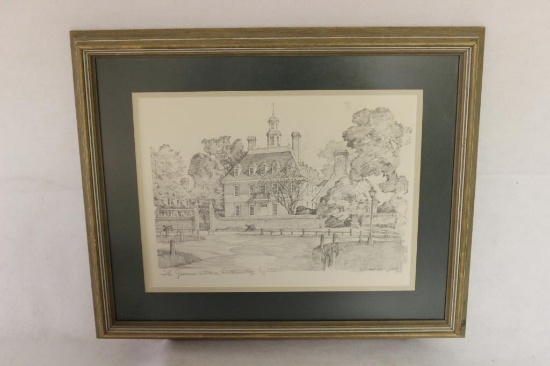 Framed  Double Matter Pencil Drawing "The