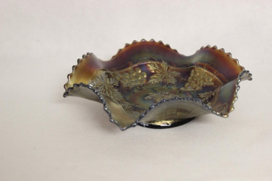 8" Round Crimped Bowl "Grape and Cable"
