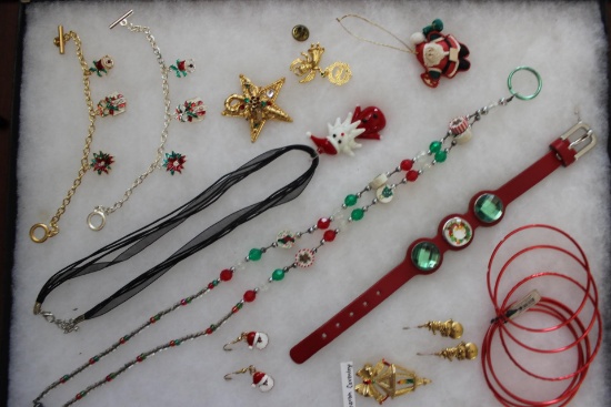 Assorted Christmas Costume Jewelry: Including