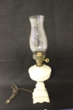 Ceramic Electric Kerosene Style Lamp w/Cut Glass